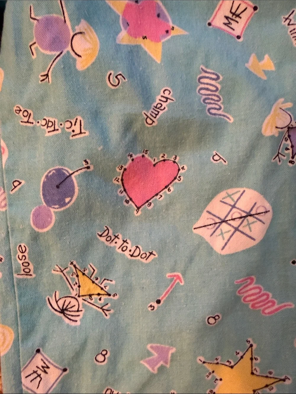 Vintage 90s Kids Light Teal Print Cotton Pants ⭐️ 💜
